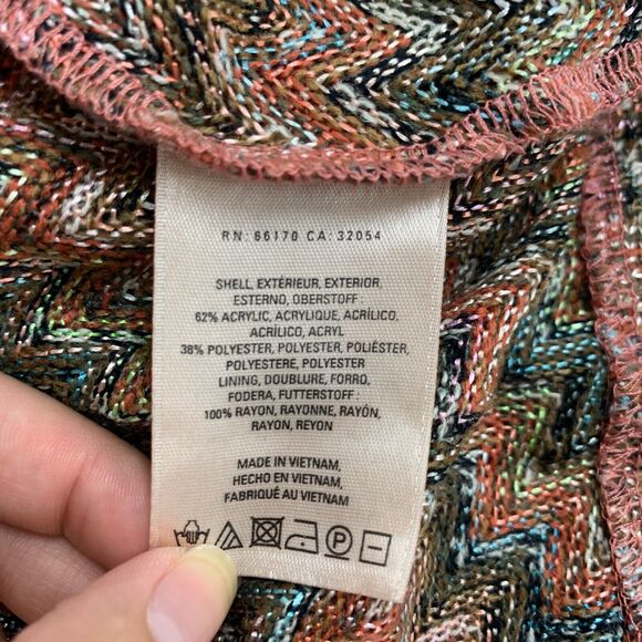 Maeve Dress Women Small Multi Westwear Knit Chevron V Neck High Low Tiered *READ - Picture 9 of 16